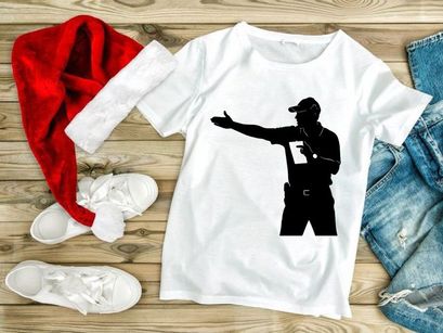 Police officer directing traffic with hand signal at night or in low light conditions