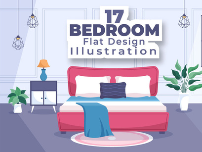 17 Bedroom Interior Cartoon Illustration