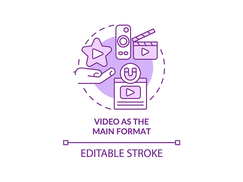 Video as main format purple concept icon