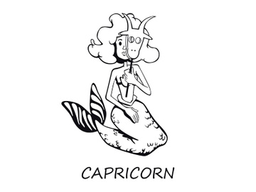 Capricorn zodiac sign woman outline cartoon vector illustration preview picture