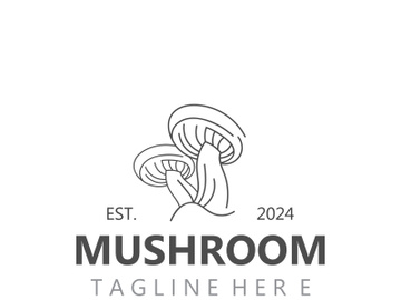 Mushroom botanical logo  modern and simple stamp style. nature or food template preview picture