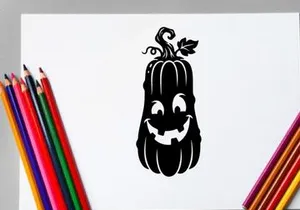 Cute Halloween Jack-o'-lantern with a smiling face and curly stem