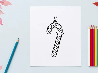 Weihnachts-Lutscher-Ornament-Linienkunst-Illustration für Weihnachtsausmalseite-Design.