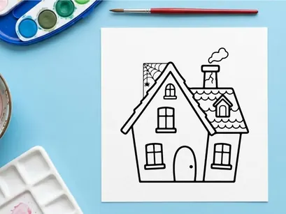 Cozy cartoon house with chimney and smoke. Charming residential home illustration for real estate and family concepts.