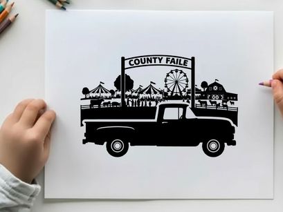 Silhouette of a vintage truck at county fair