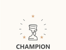 Modern trophy line art logo winner and championship cup design, minimalist simple element