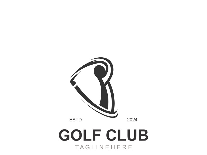 Golf player logo sport simple and modern creative design template