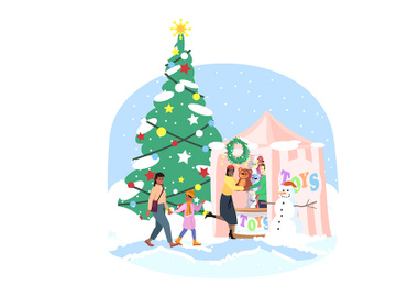 Christmas market flat illustration preview picture