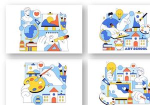 10 Art School Vector Illustration