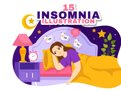15 Insomnia Vector Illustration