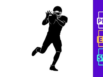 American football player catching ball in action silhouette