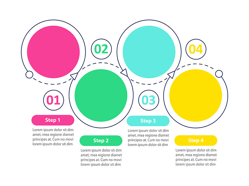 Simple flowchart vector infographic template with empty circles