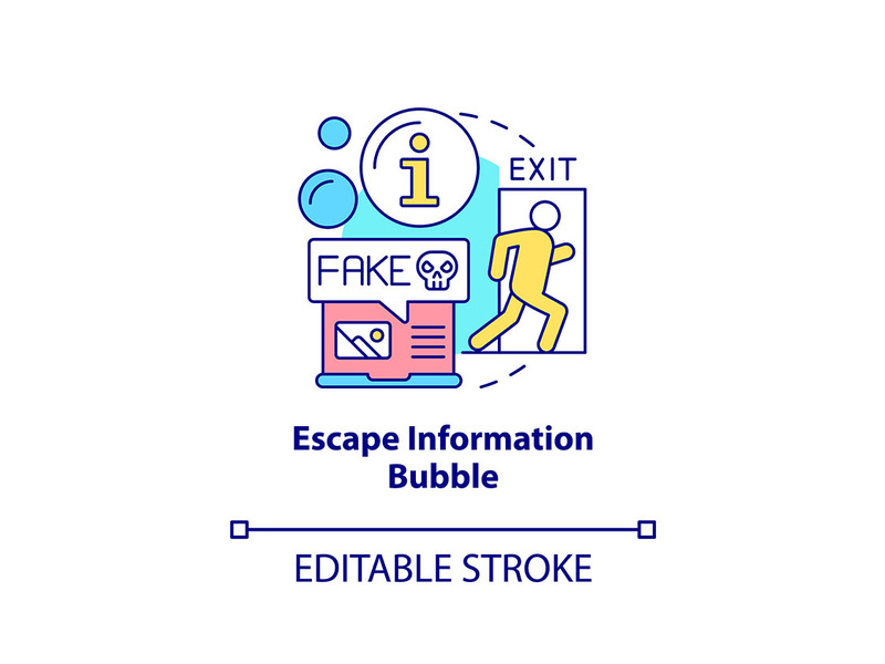 Escape information bubble concept icon