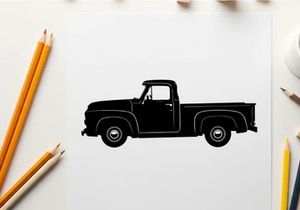 Vintage pickup truck silhouette