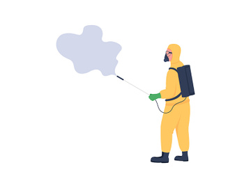 Disinfector with spray in protective uniform flat color vector faceless character preview picture