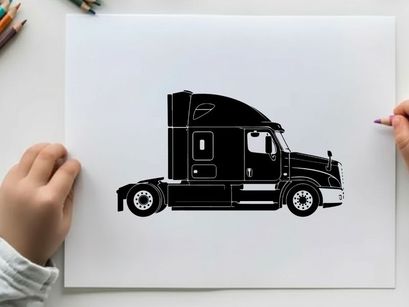 Silhouette of a semi truck with a sleeper berth