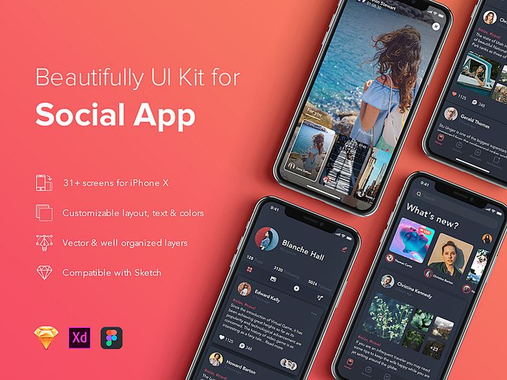 ZINGO - Social Mobile UI Kit for SKETCH preview picture