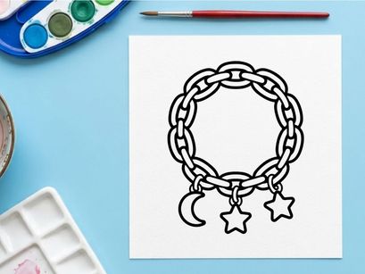 Guirnalda de Halloween dibujada a mano con cadena y amuletos. Guirnalda decorativa espeluznante con luna y estrellas para decoración otoñal festiva.