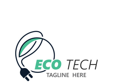 Eco technology business vector design modern. Nature technology logo with leaf and circuit tech minimalist vector illustration preview picture