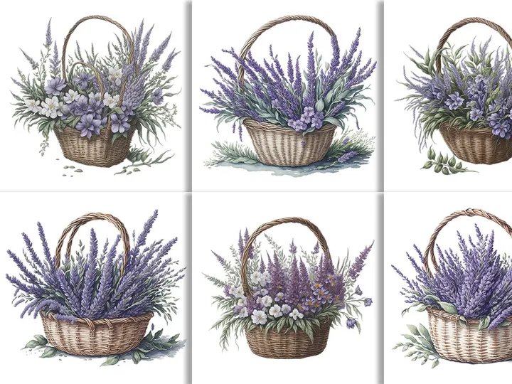 Watercolor Floral Flower Basket Design