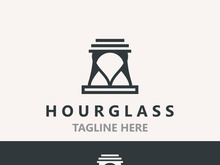 Hourglass logo ancient vintage style object design template flat vector