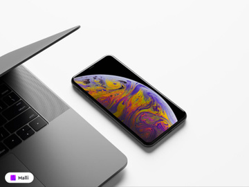 Free MacBook and iPhone XS Max Mockup preview picture