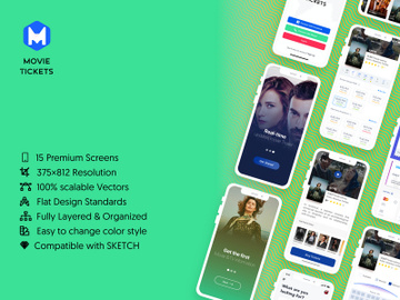 Movie Ticket - Mobile Cinema Ticket Sales App UI Kit preview picture