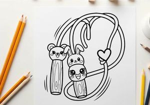 Cute rabbit with carrot and heart vector illustration