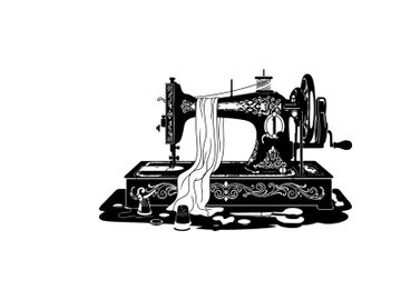 Vintage sewing machine with thread silhouette preview picture