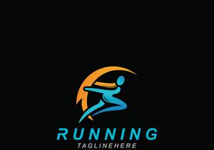 Running sport athlete logo design concept illustration template