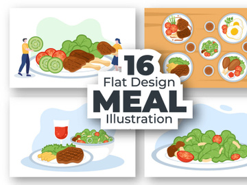 16 Health Meal with Balanced Diet Nutritional Illustration preview picture