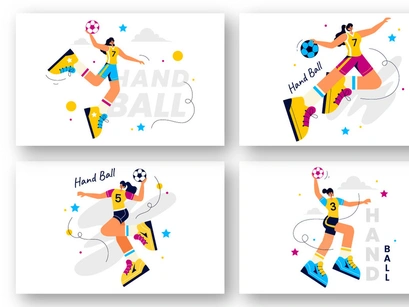 8 Handball Sports Illustration