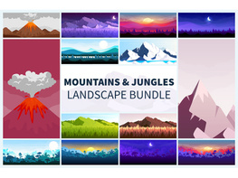 Mountains and jungles landscape illustration bundle preview picture