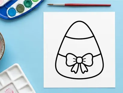 Icono de dulce de maíz con un moño. Ilustración vectorial minimalista de dulce de Halloween.
