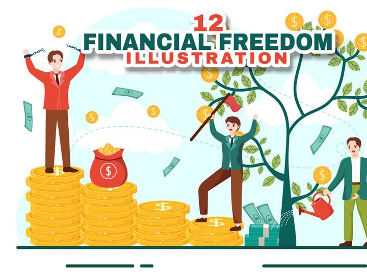 12 Financial Freedom Vector Illustration