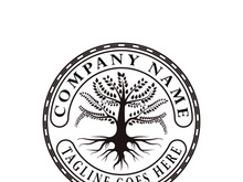 Root Leaf Family Tree of Life Oak Banyan Maple Stamp Seal Emblem Label logo design vector