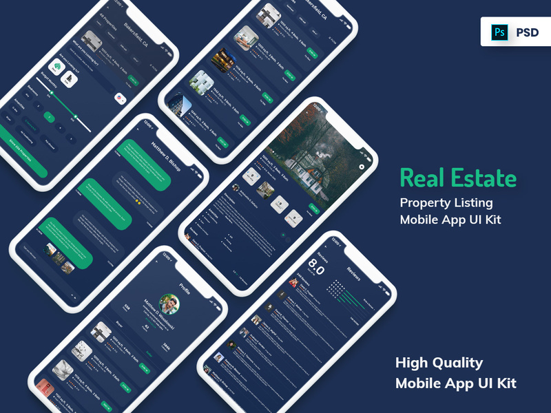 Real Estate & Property Mobile App Dark Version