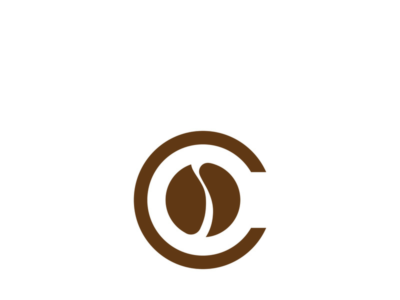 Coffee bean logo for cafe, business, label.