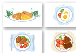 16 Health Meal with Balanced Diet Nutritional Illustration