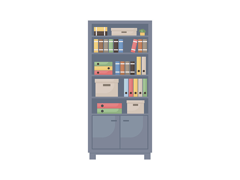 Office cupboard with documents semi flat color vector object