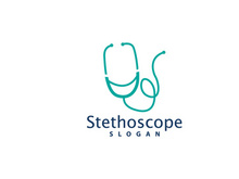 Stethoscope Logo, Simple Line Model Health Care Logo Design