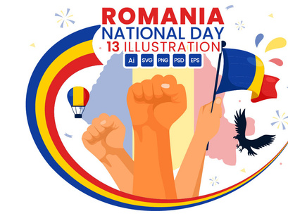 13 Romania National Day Illustration