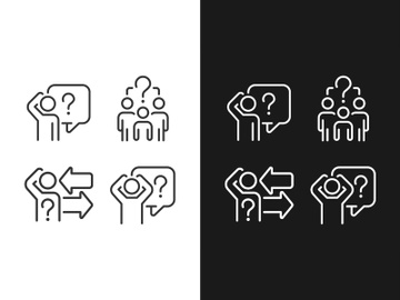 Asking and answering equations linear icons set preview picture