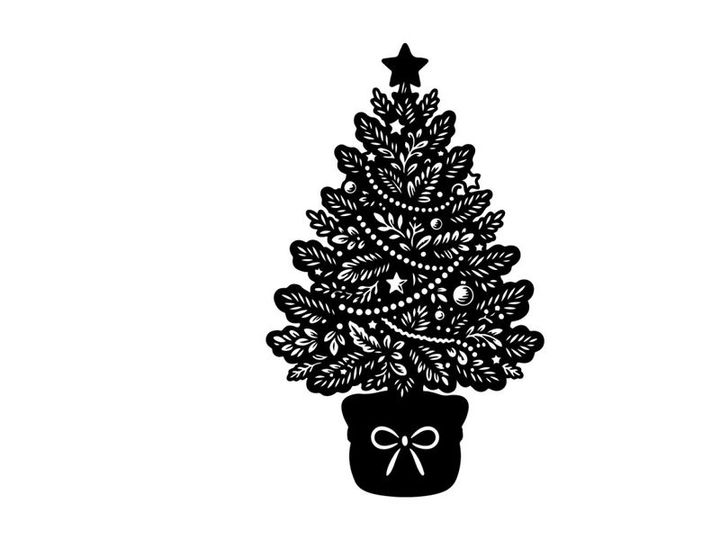 Decorative Christmas Tree with Star Topper and Gift Box