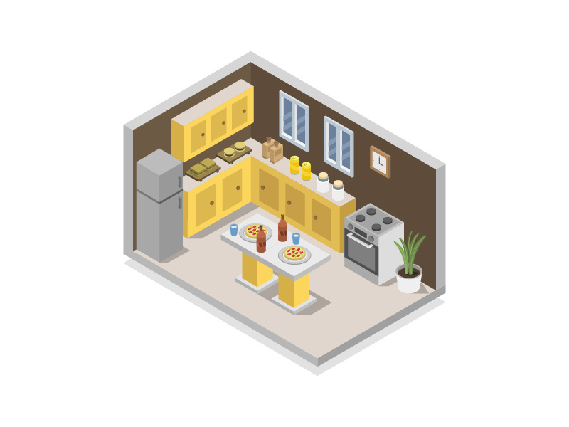 Isometric kitchen room