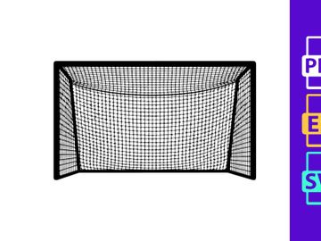 Soccer goal net illustration with black outline and white background preview picture