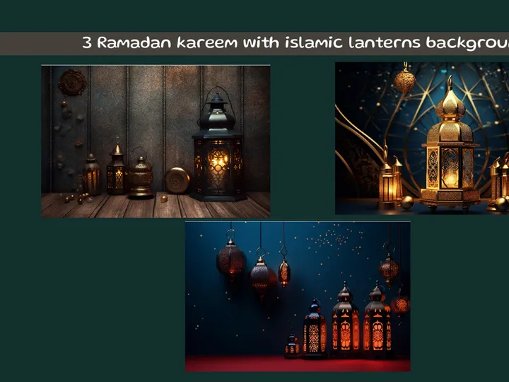 Ramadan kareem with islamic lanterns background