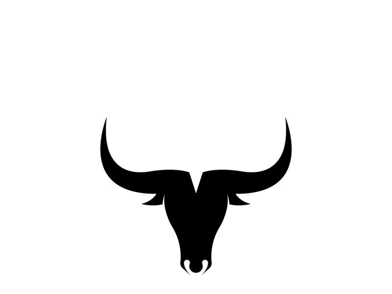 Retro vintage bull head horns logo.