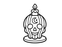 Hand-drawn Halloween candle holder with skull design. Spooky decorative lantern for festive autumn celebrations and nighttime ambiance.