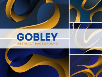 Modern dark blue and gold abstract ribbon background preview picture